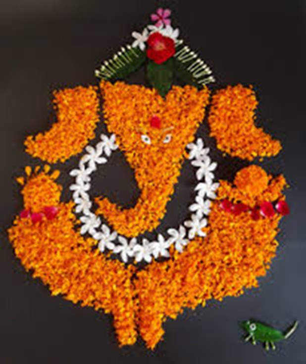 Ganpati Decoration – Ganpati Flower rangoli 5 05 Ganapati decoration ganapti flower rangoli
